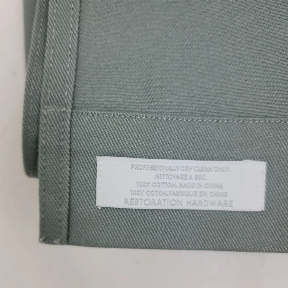 Restoration Hardware 50x83 tab top cotton sage curtain